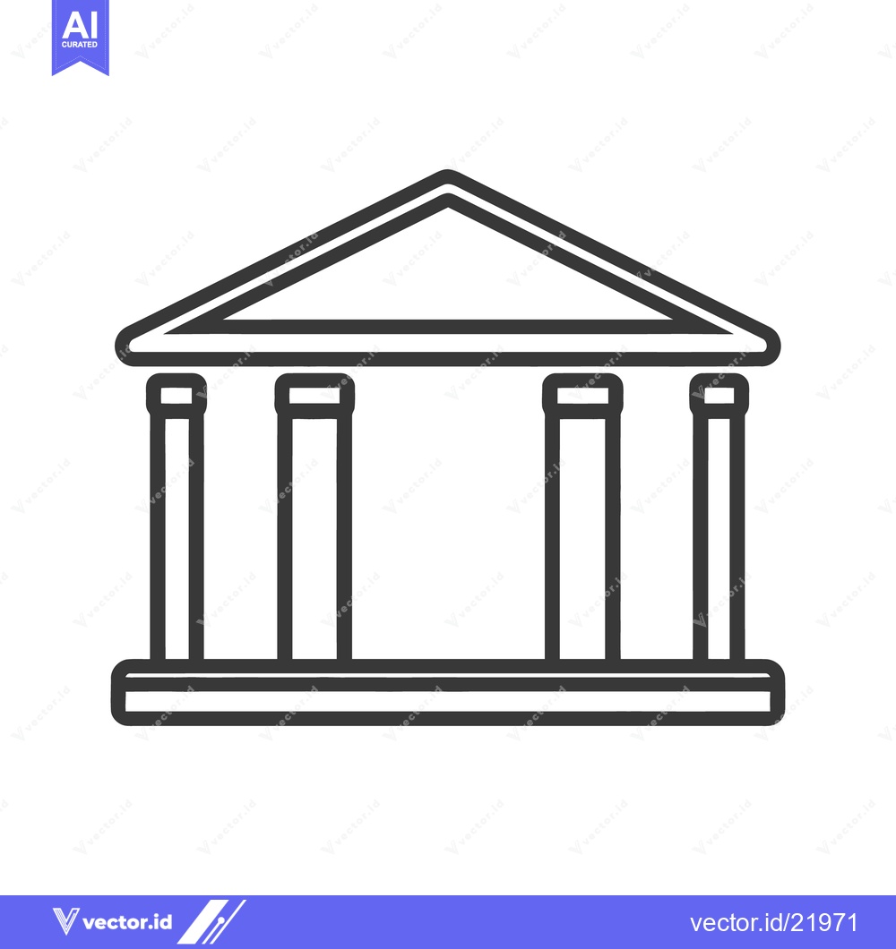 Premium Vector dari Simple outline illustration of a building with a triangular roof