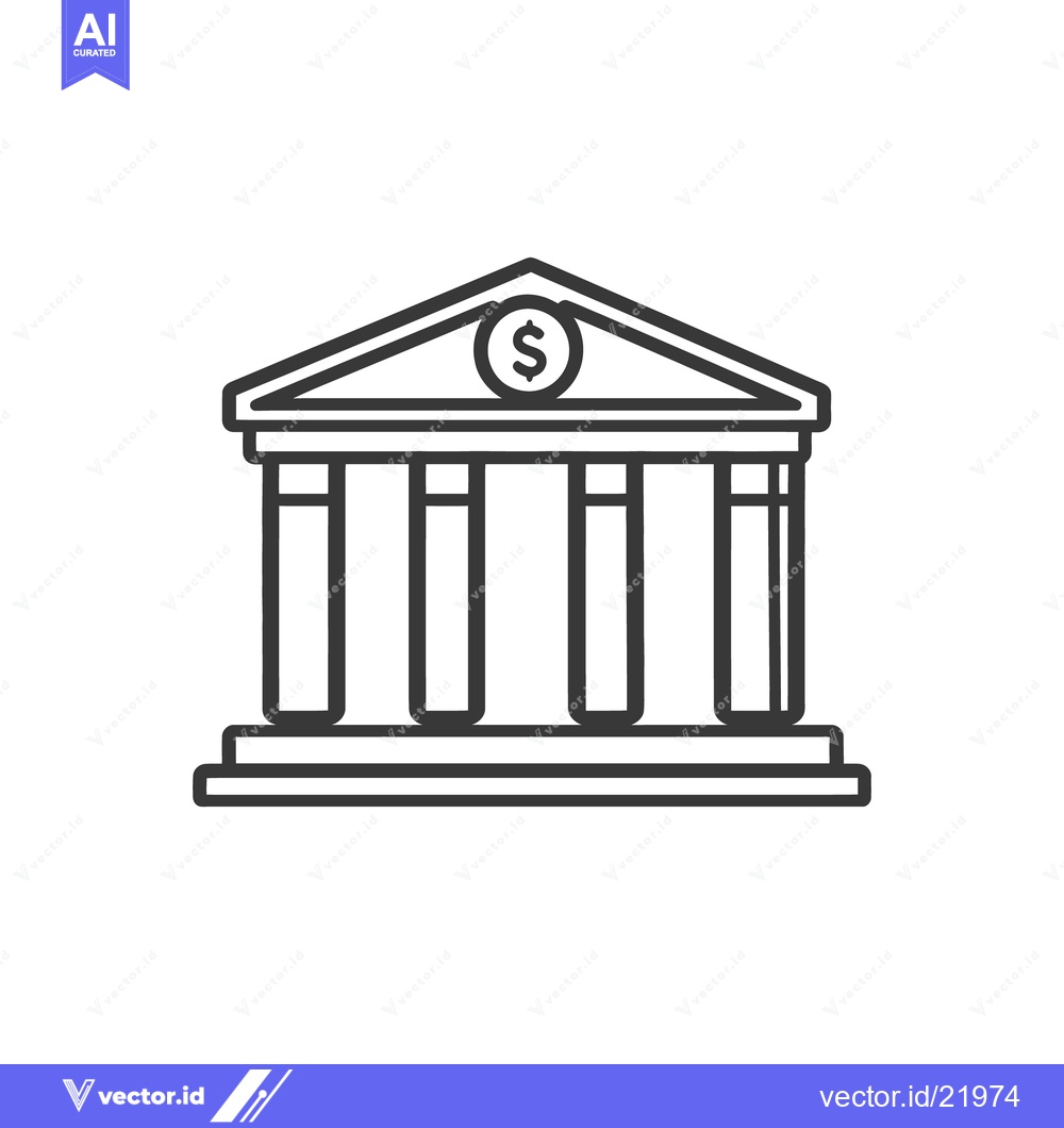 Premium Vector of A stylized drawing depicting a bank building with columns