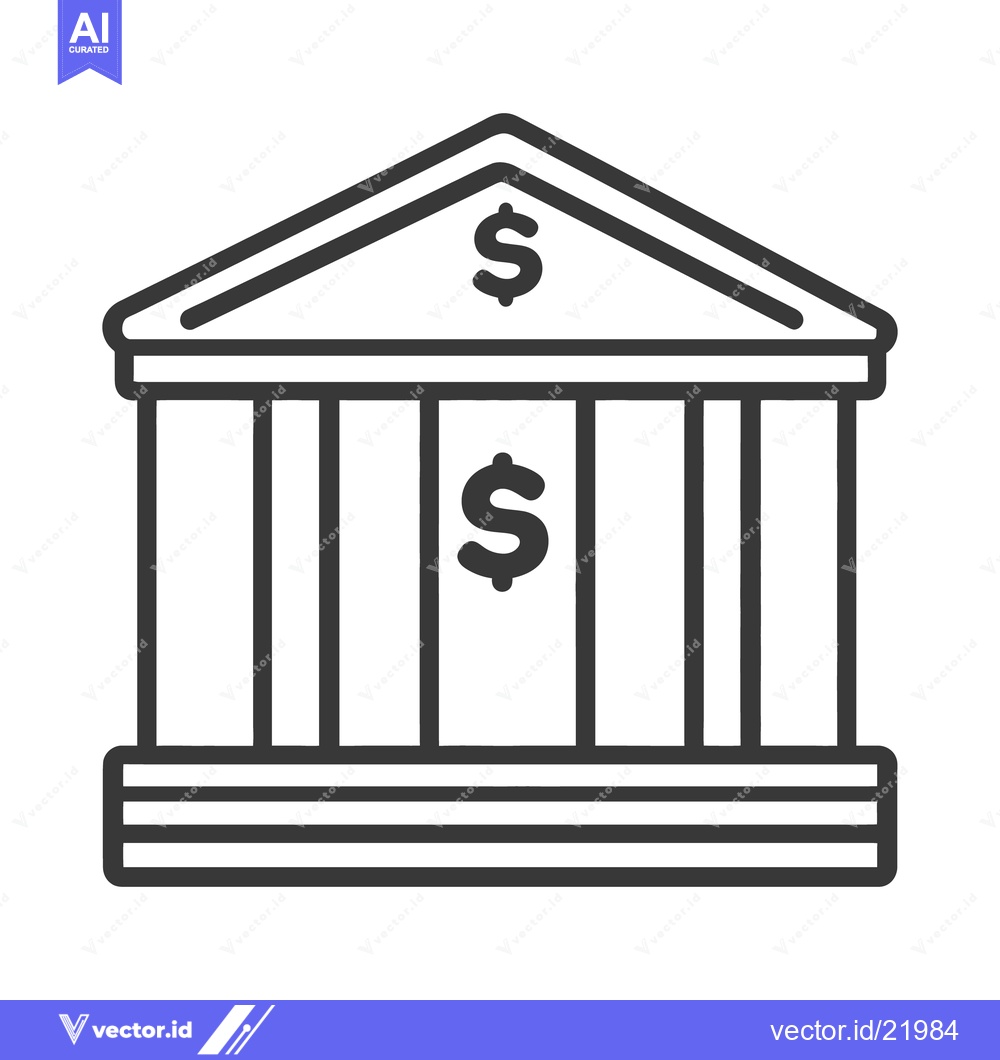 Premium Vector dari A Simple Black And White Illustration Depicting A Bank Building
