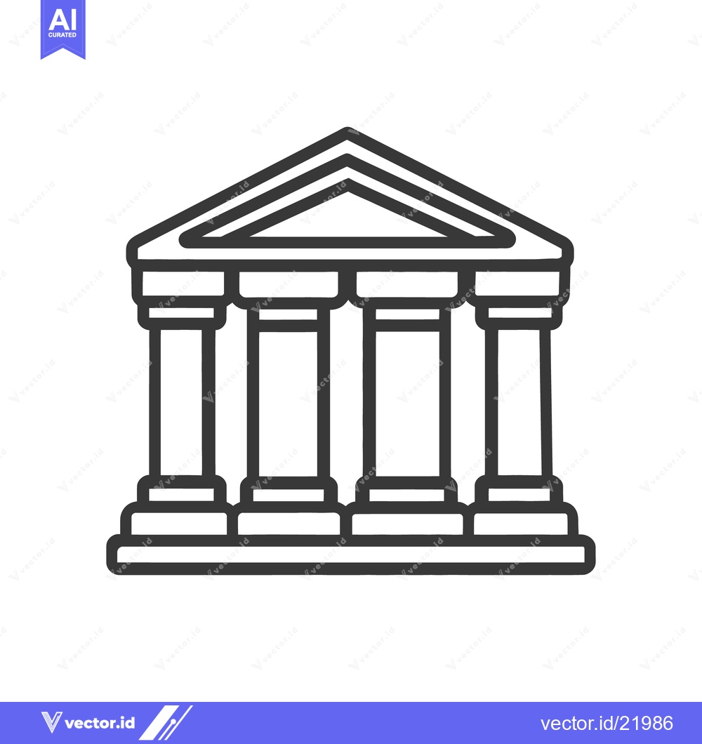 Premium Vector of An architectural illustration showing a building with pillars and a ro