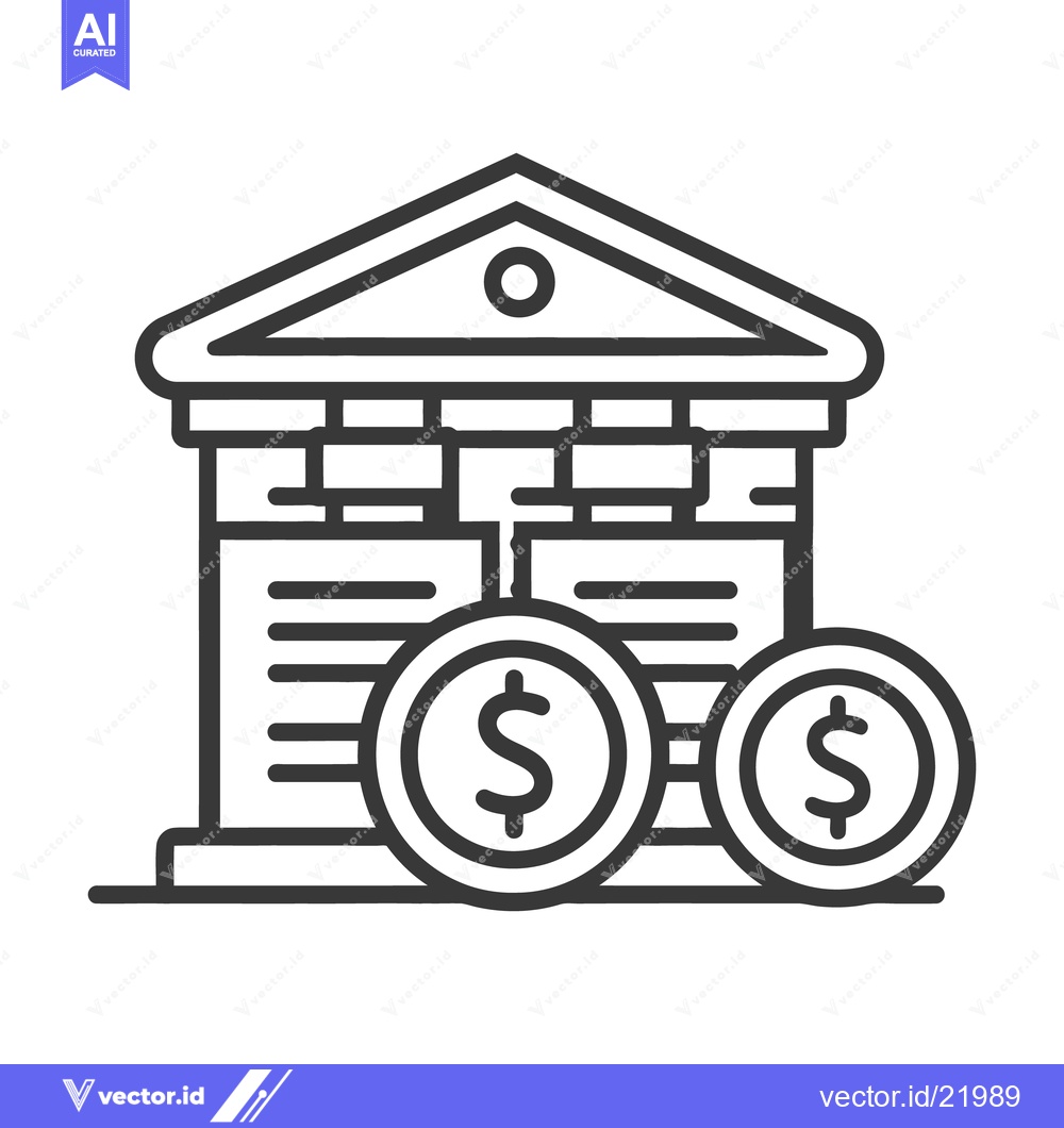 Premium Vector dari A simplified vector illustration of a financial institution with coins