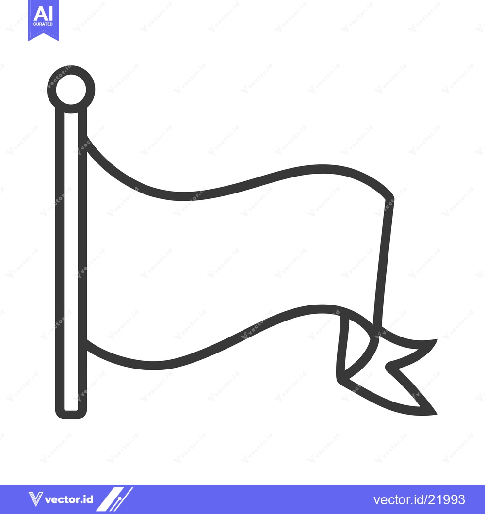 Premium Vector dari An illustrated outline drawing of a waving pennant on a pole