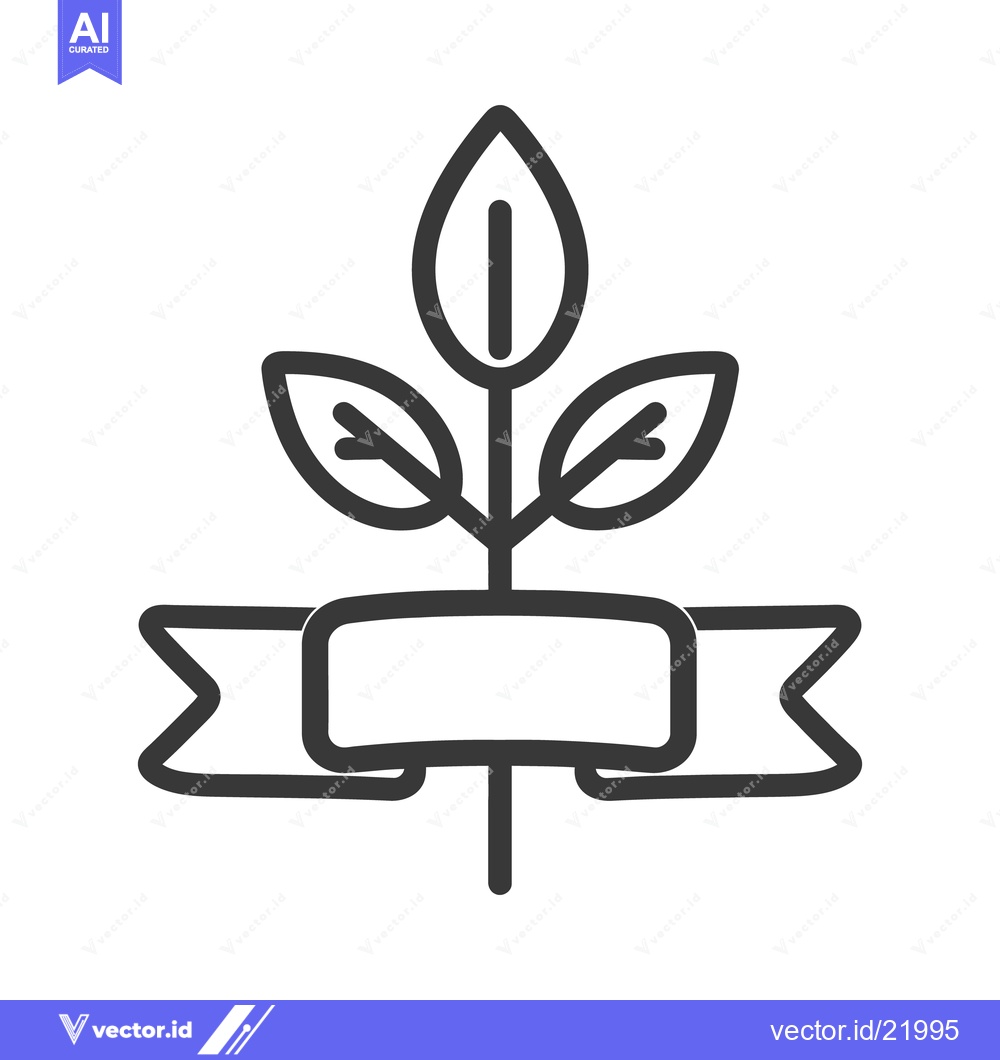Premium Vector dari A simple line drawing of leaves and a banner
