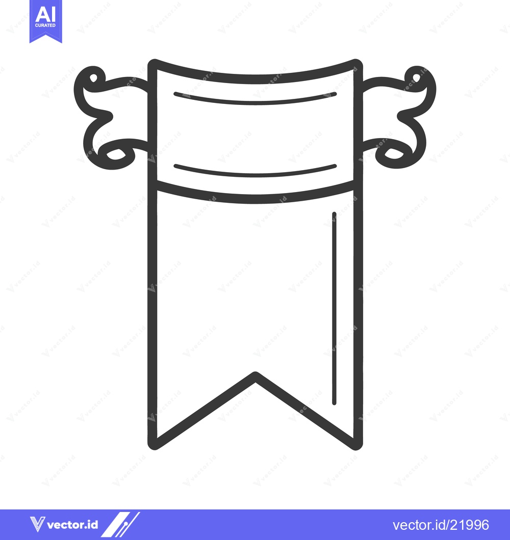 Premium Vector of A black and white pennant banner with curled decorative elements