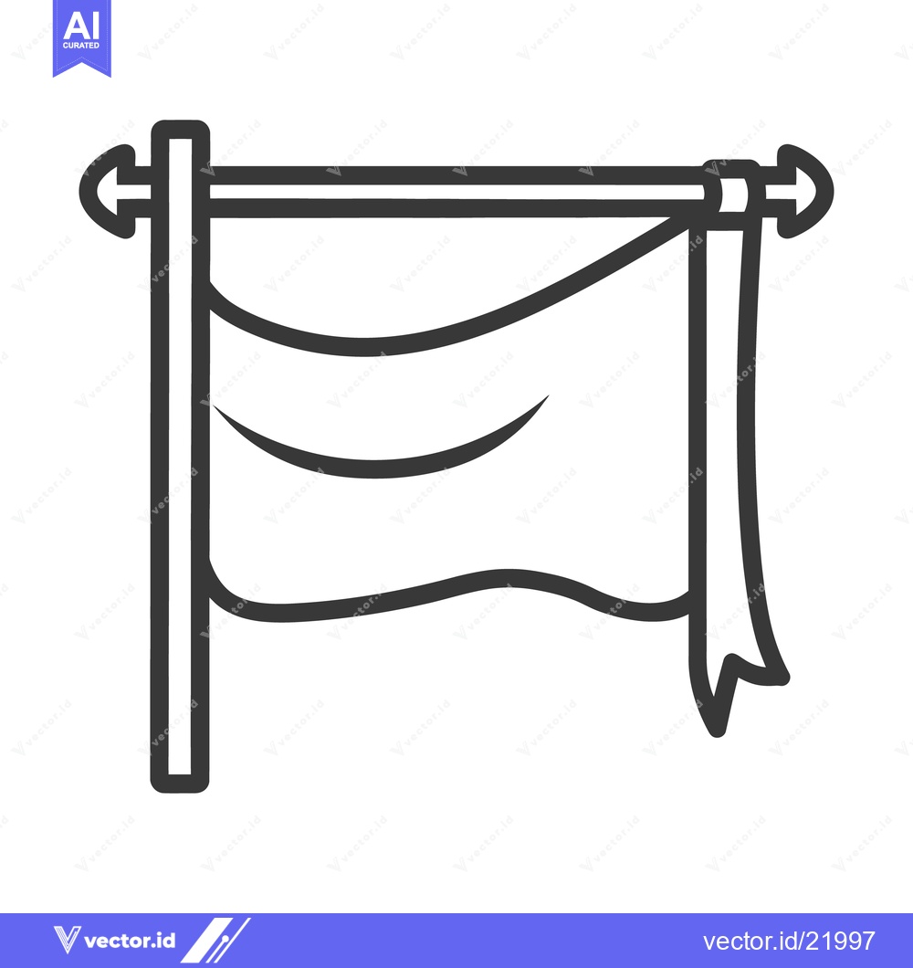 Premium Vector of An illustrated flag hanging on a rod with decorative ends