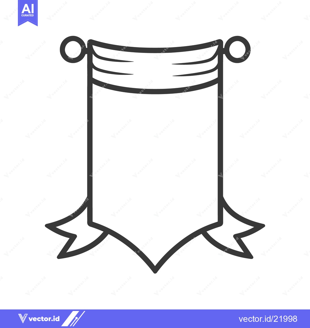 Premium Vector of A monochrome illustration depicts a hanging scroll type banner design