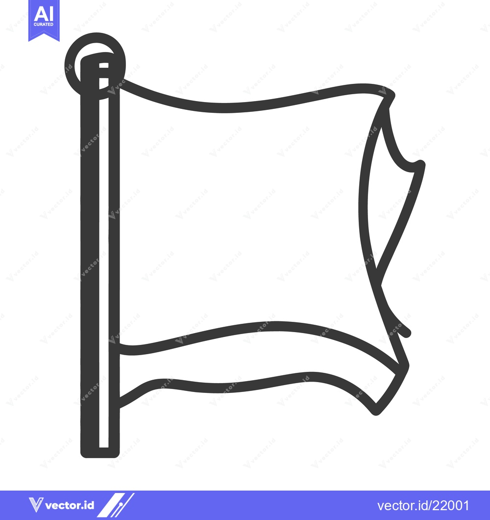 Premium Vector of An outlined image showing a waving flag on a pole
