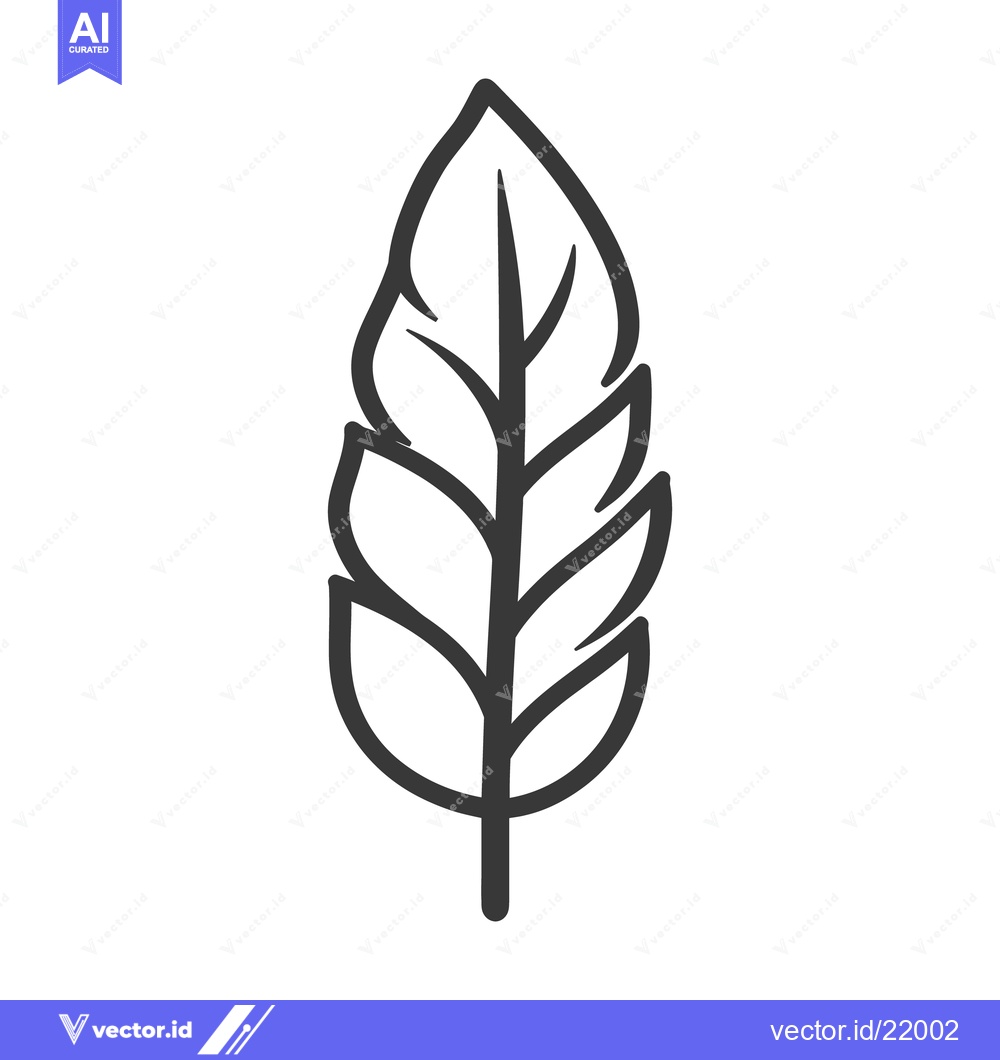 Premium Vector of The detailed image illustrates a simple stylized leaf outline design