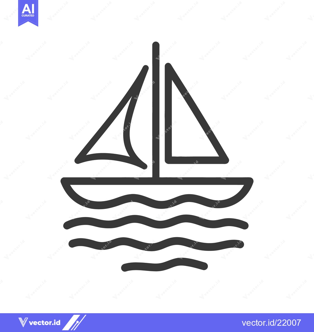 Premium Vector of Simple illustration depicts a sailboat on gently waving water