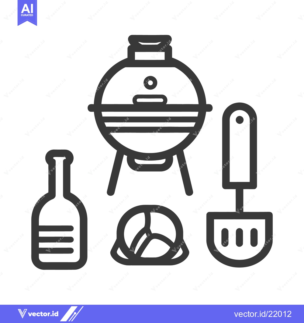Premium Vector dari Simple illustration of barbecue tools and food for outdoor cooking