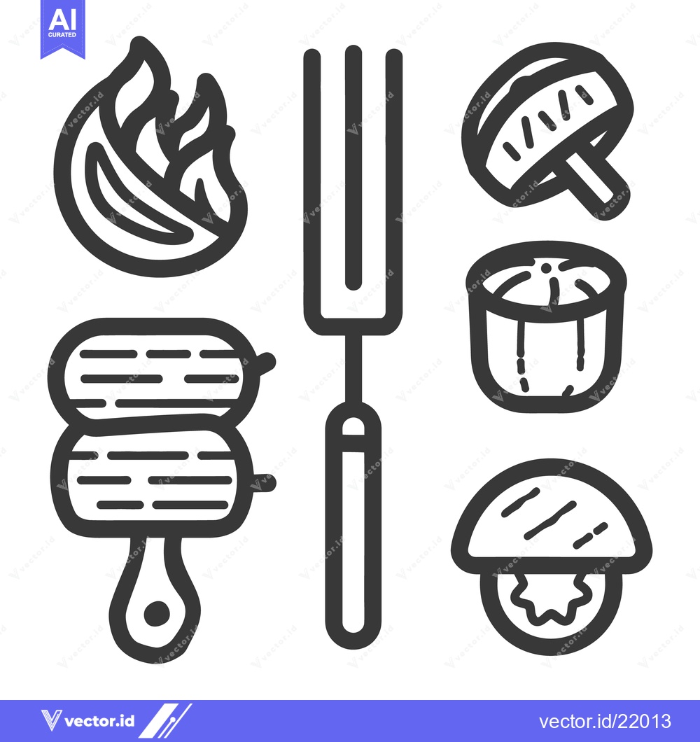 Premium Vector of Line art illustration featuring food preparation and dining elements