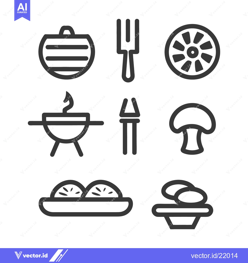 Premium Vector dari Various Food and Utensils Depicted Using Simple Black Outline Designs