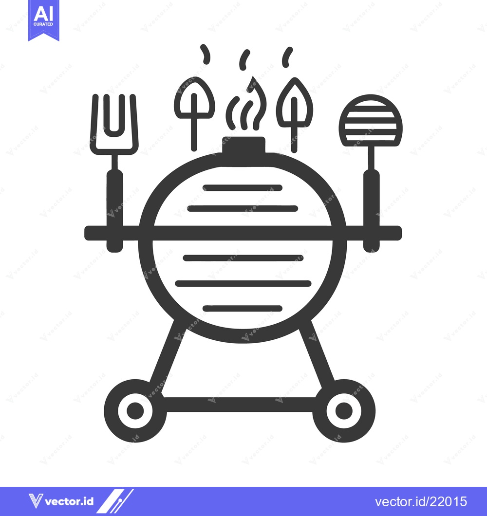 Premium Vector of A stylized image depicting an outdoor grilling barbecue setup