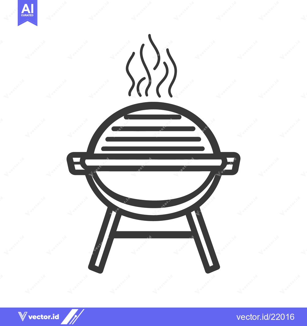 Premium Vector dari A simple illustration showing a barbecue grill with smoke rising upwar