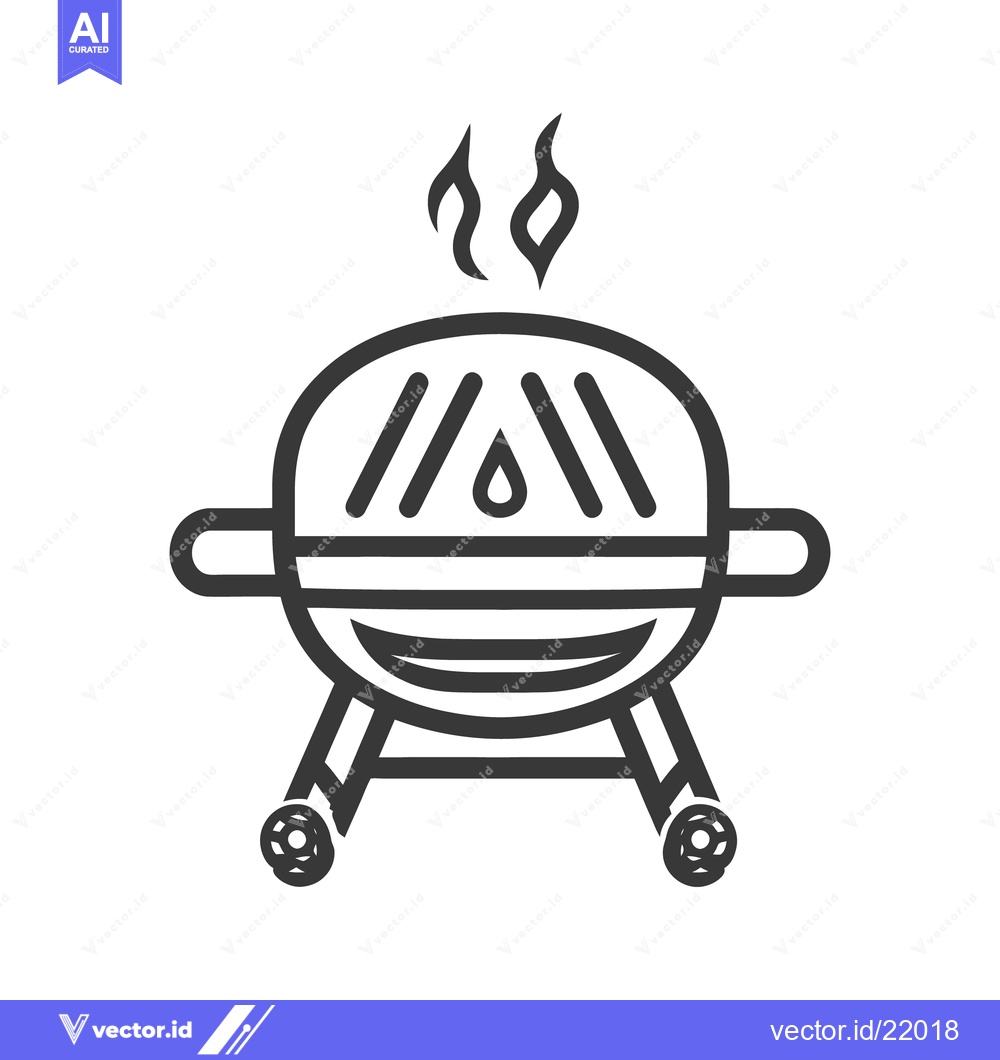 Premium Vector dari A simple round charcoal grill with smoke emitting upwards