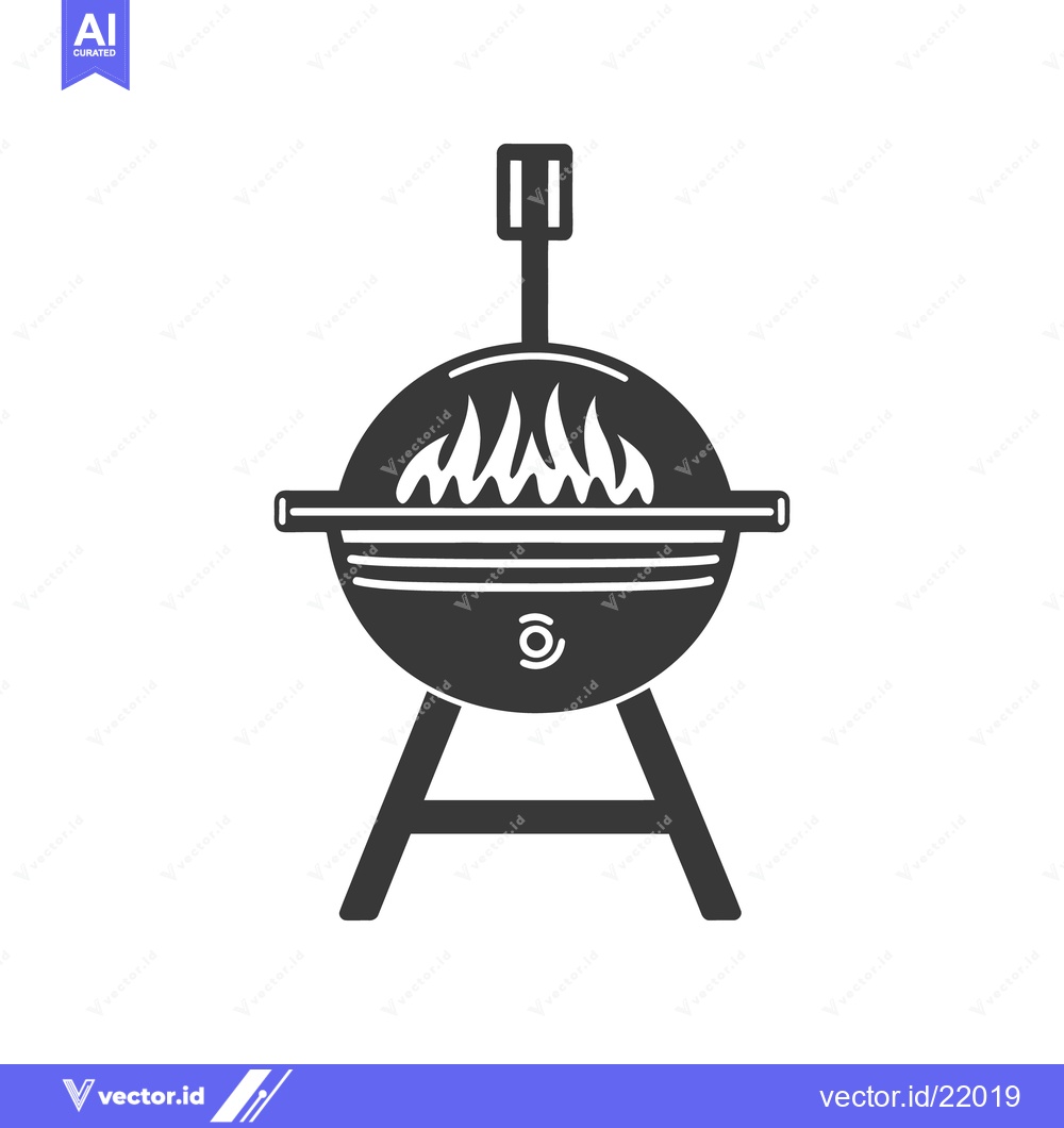 Premium Vector of A stylized illustration of a cooking grill with flames inside