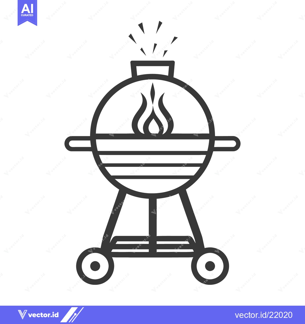 Premium Vector dari Simple illustration of a barbecue grill with flames and smoke