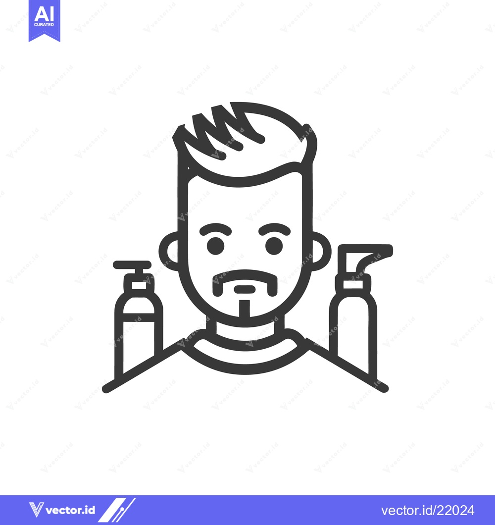 Premium Vector dari A man with product bottles designed in minimalist style