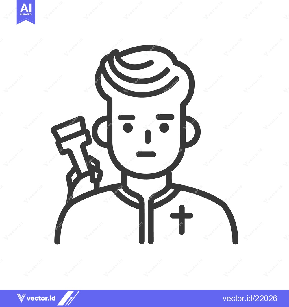 Premium Vector of A cartoon illustration of a man holding a brush tool