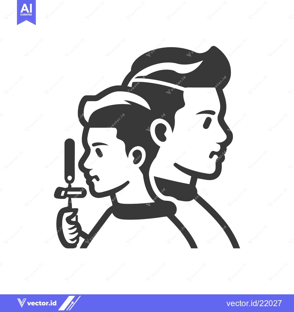 Premium Vector dari Two men depicted in profile with one holding a small tool
