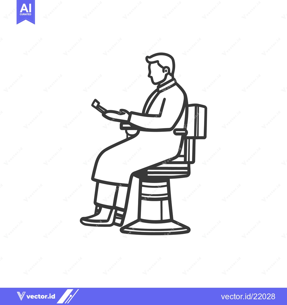 Premium Vector of A barber is seated ready to perform their craft expertly