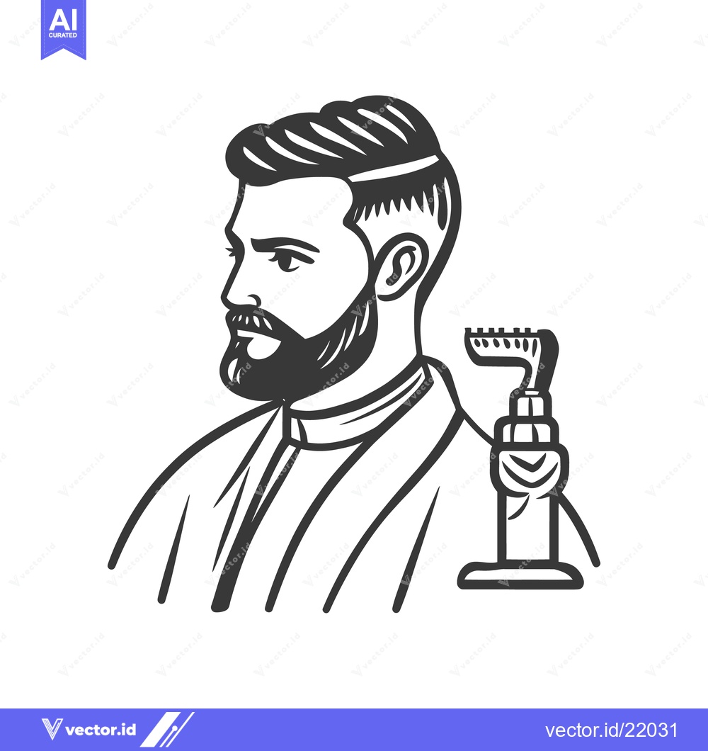 Premium Vector of A barber portrait with tools for grooming and hair styling