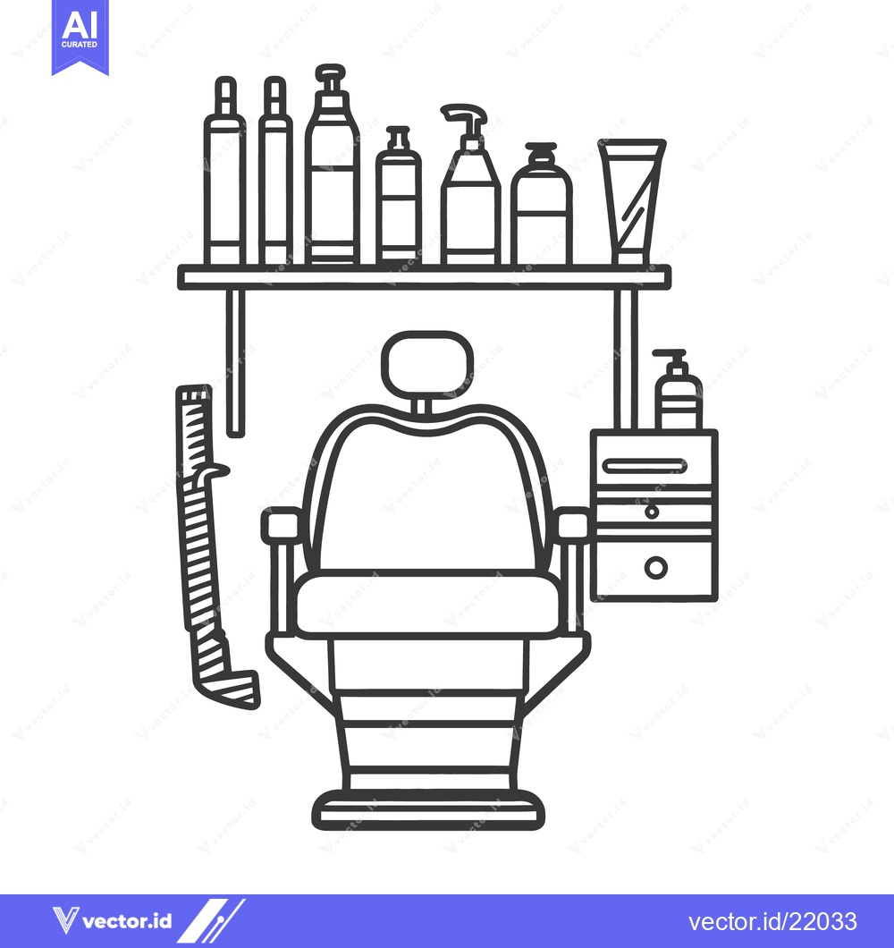 Premium Vector of A schematic illustration of a barber shop styling station setup