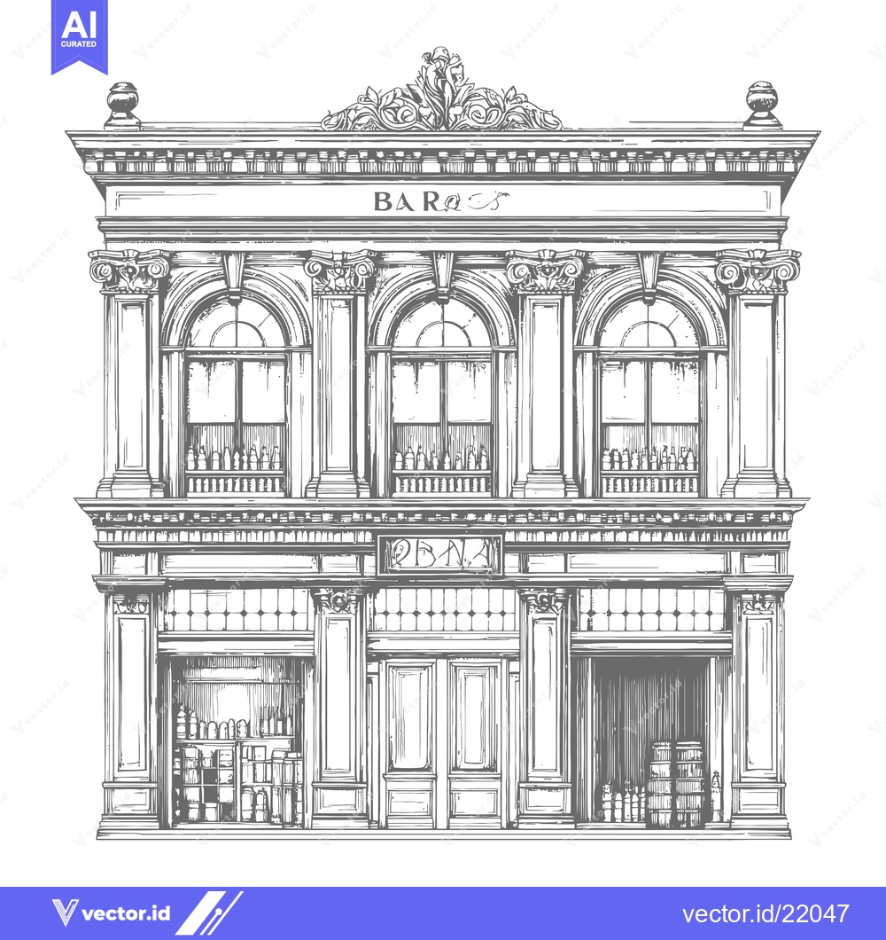 Premium Vector dari This is an architectural rendering of a classical building