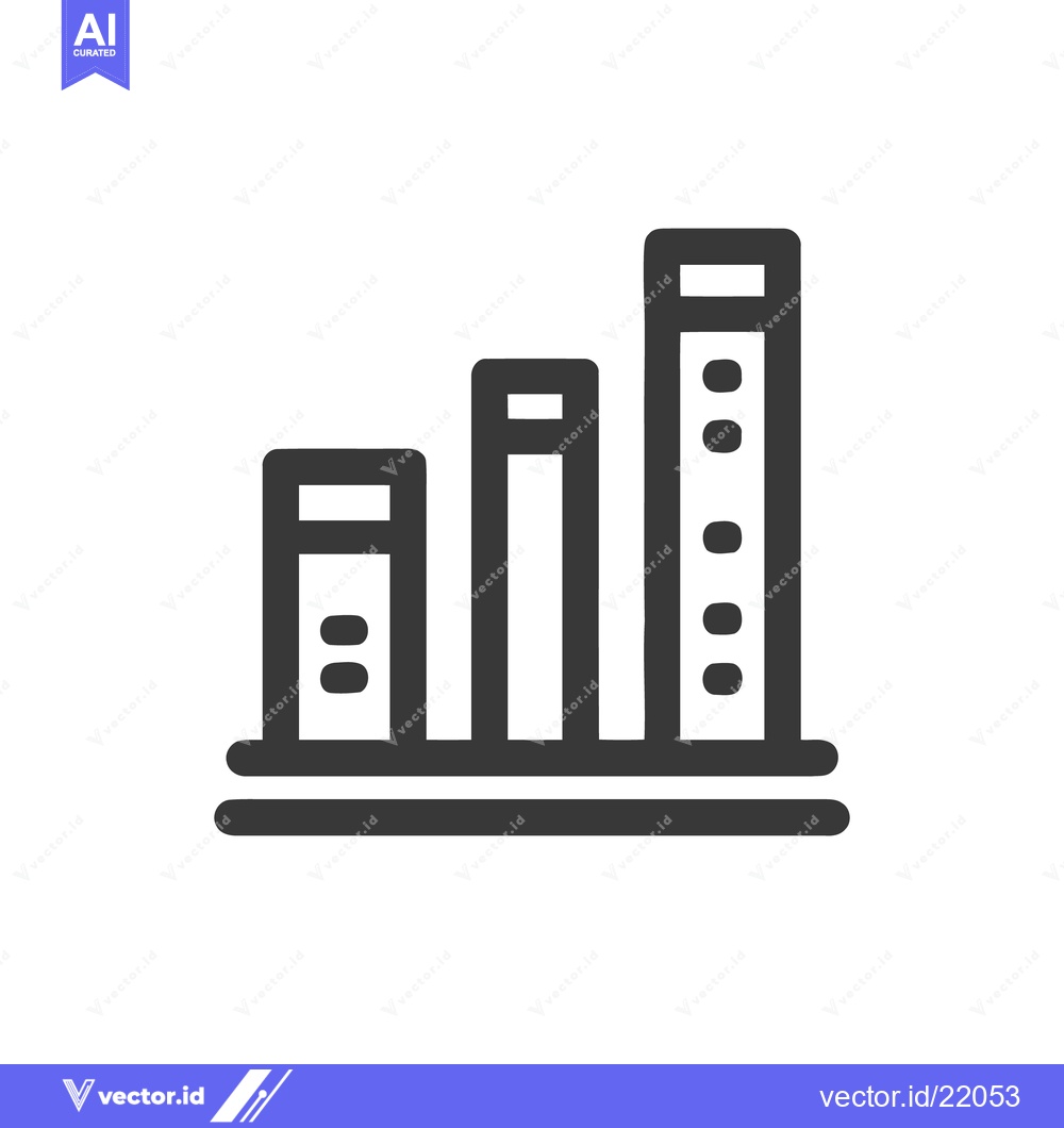 Premium Vector dari Ascending Bar Graph Icon with Data Points, Dark Gray on White Backgrou