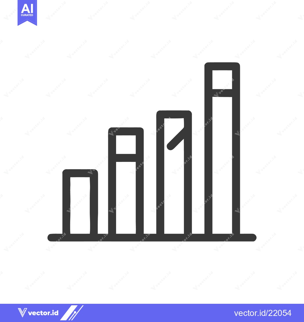Premium Vector of Ascending Bar Graph Icon with Cutout, Isolated on White