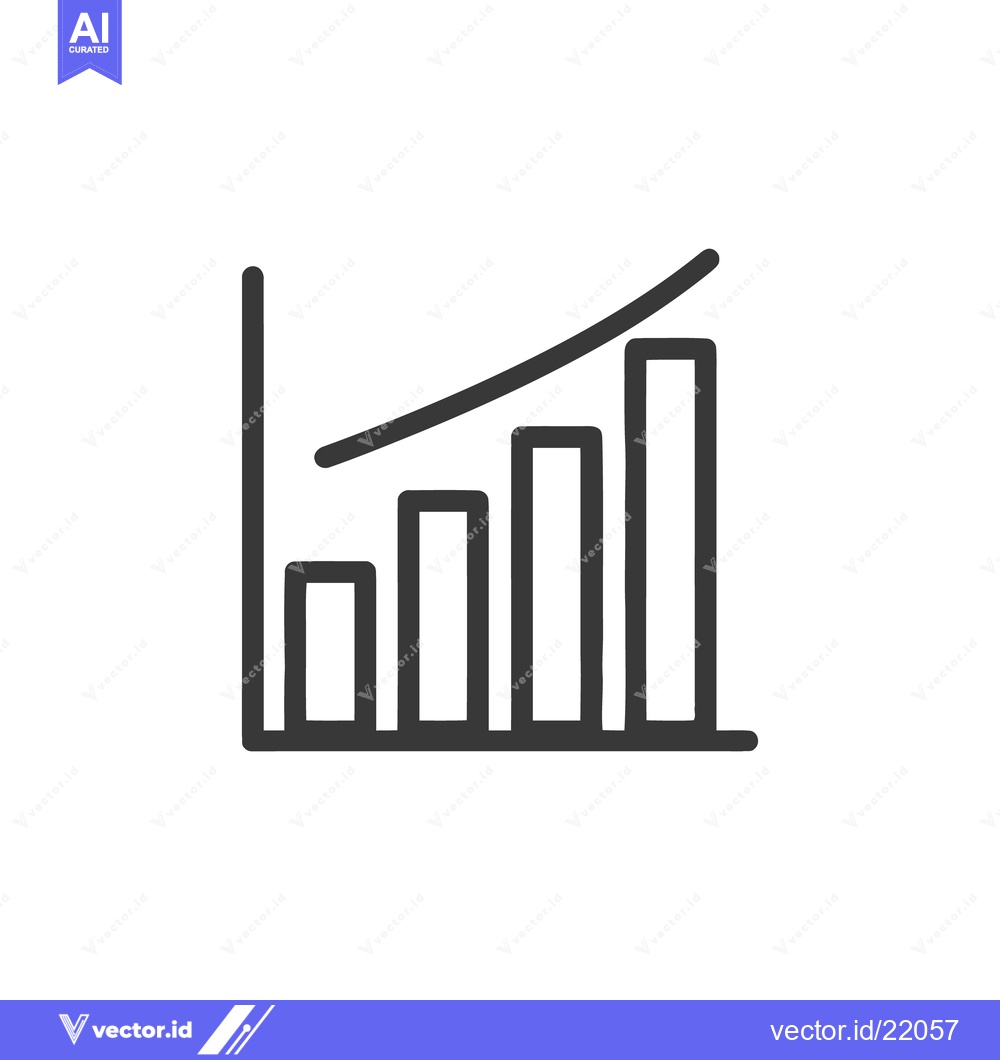 Premium Vector dari Ascending Bar Graph with Curved Trendline, Business Growth Icon