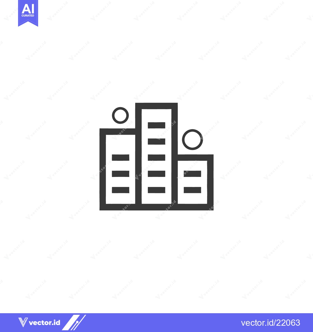 Premium Vector dari Simple Line Drawing Showing Buildings and Small Circles