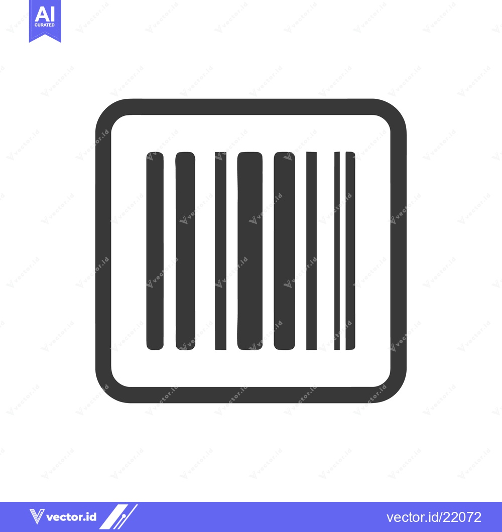 Premium Vector dari Minimalist Barcode Icon:  Rounded Square Frame, Gray Scale, Simple Des