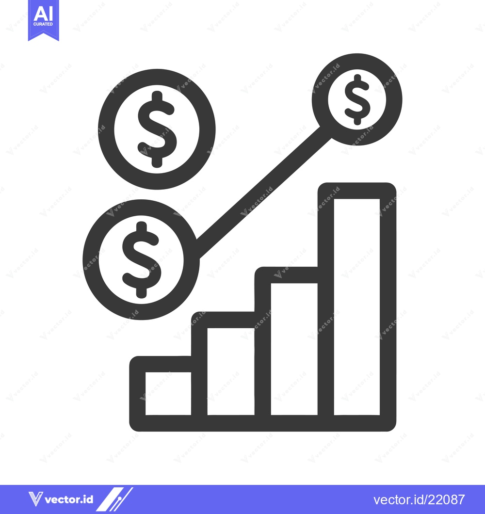 Premium Vector of Bar Graph with Dollar Coins Indicating Financial Growth