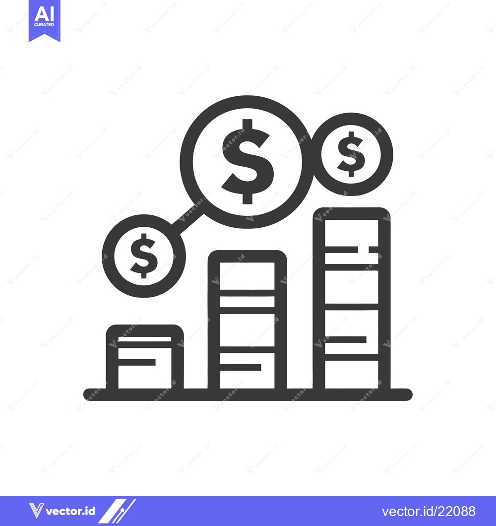 Premium Vector dari Bar Graph with Dollar Signs and Connected Circles Indicating Profit Gr