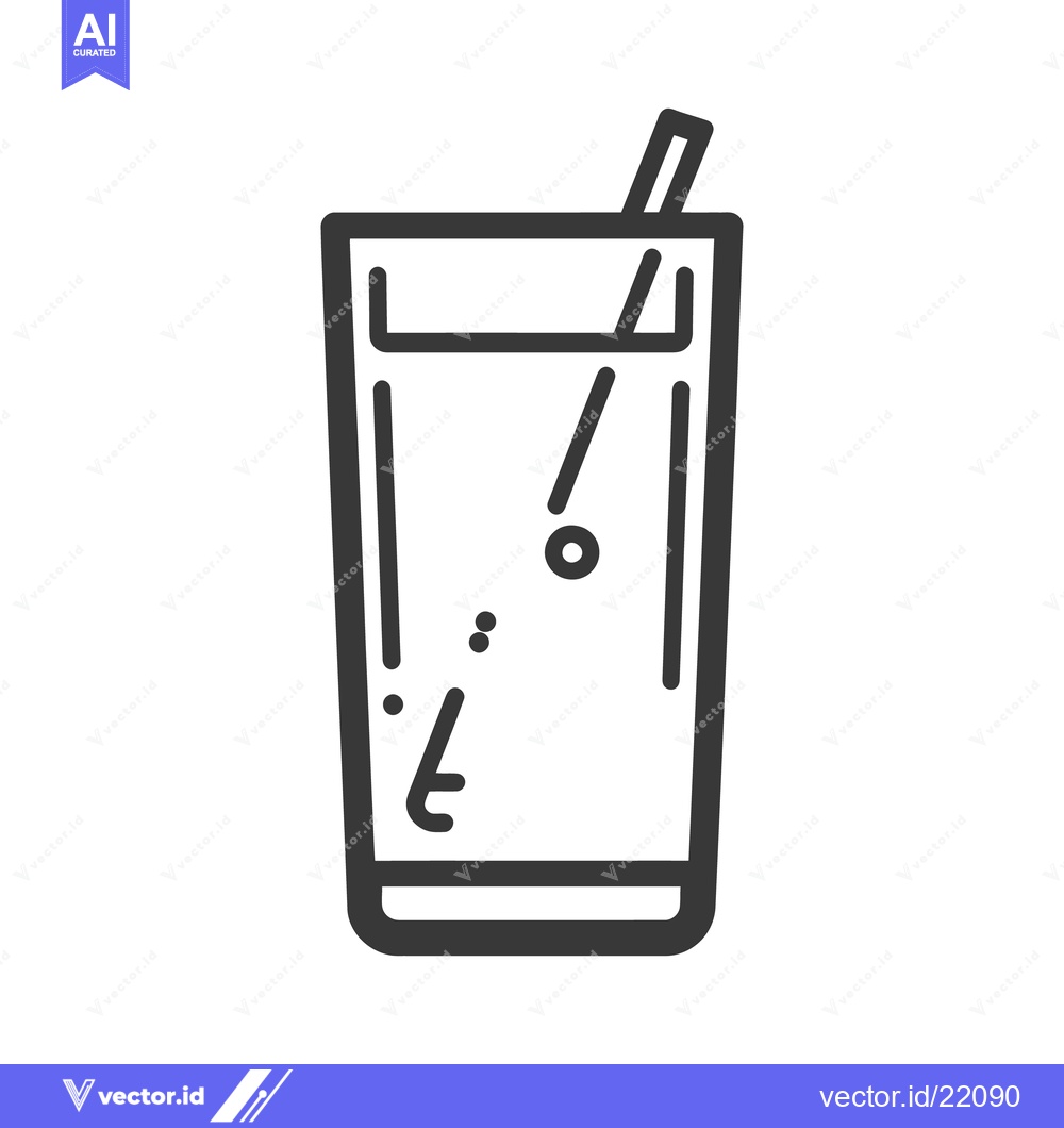 Premium Vector dari Simple black and white illustration of a beverage in a glass