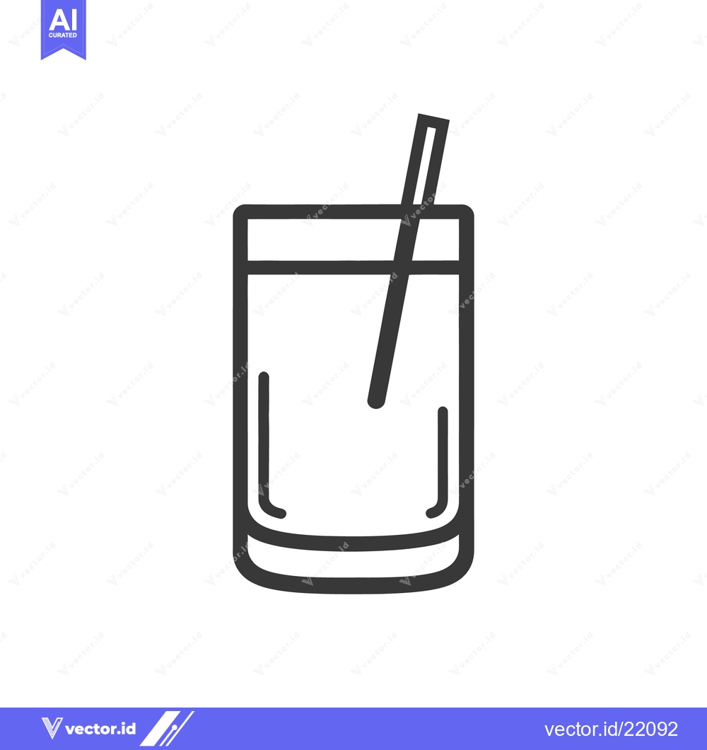 Premium Vector of A simple graphic icon of a drinking glass with a straw