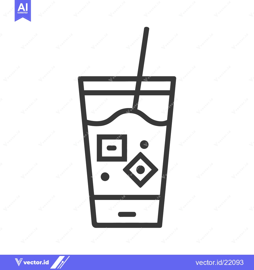 Premium Vector dari A glass filled with liquid ice and a drinking straw