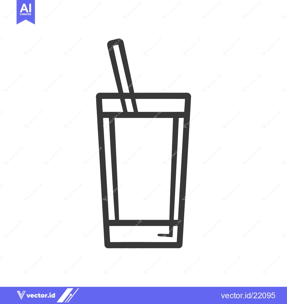 Premium Vector of A Tall Glass Of Beverage With A Drinking Straw Sticking Out