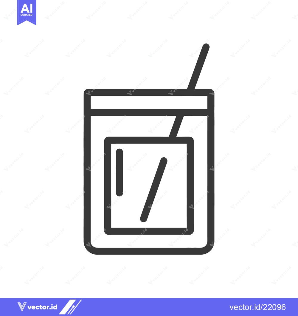 Premium Vector dari A simple line drawing of a drink with a straw inside