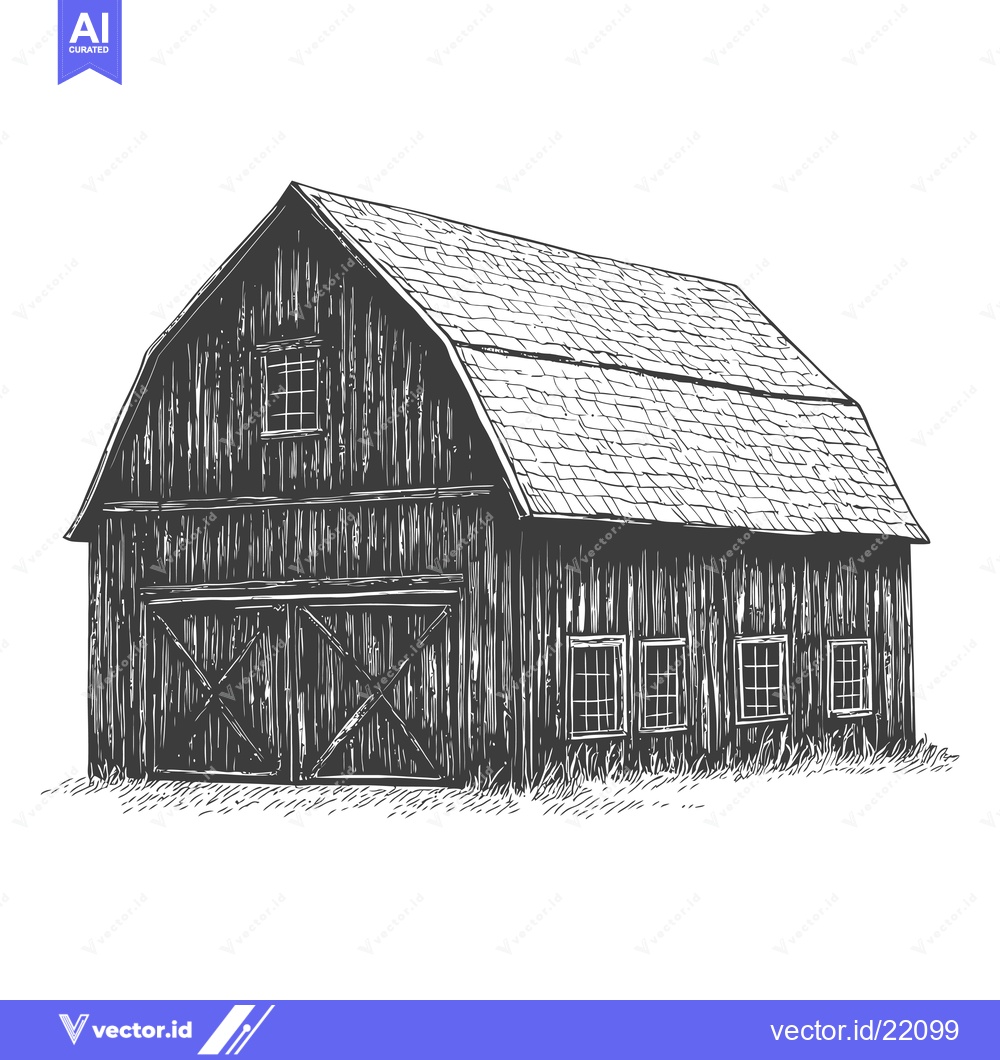 Premium Vector dari The drawing of the barn on a white background