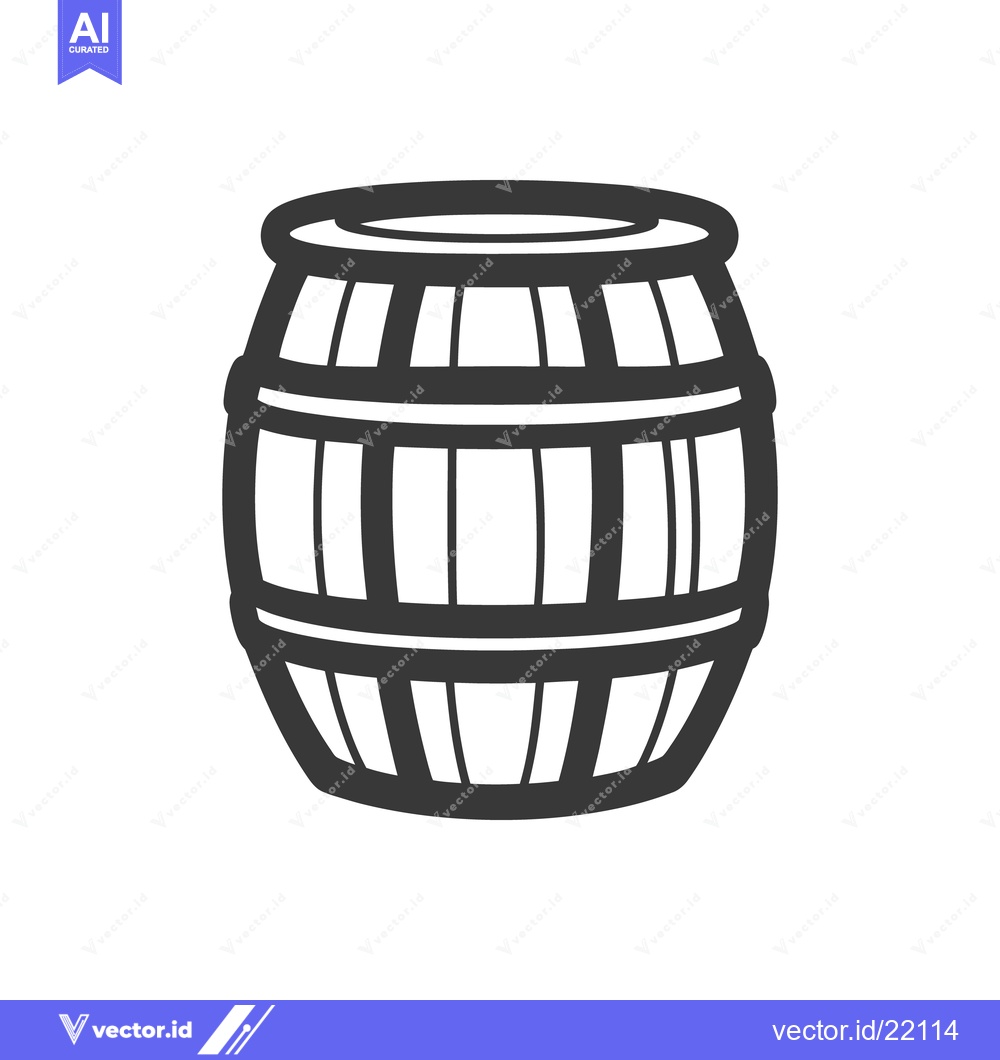 Premium Vector of A simple illustration of a wooden barrel with staves and hoops
