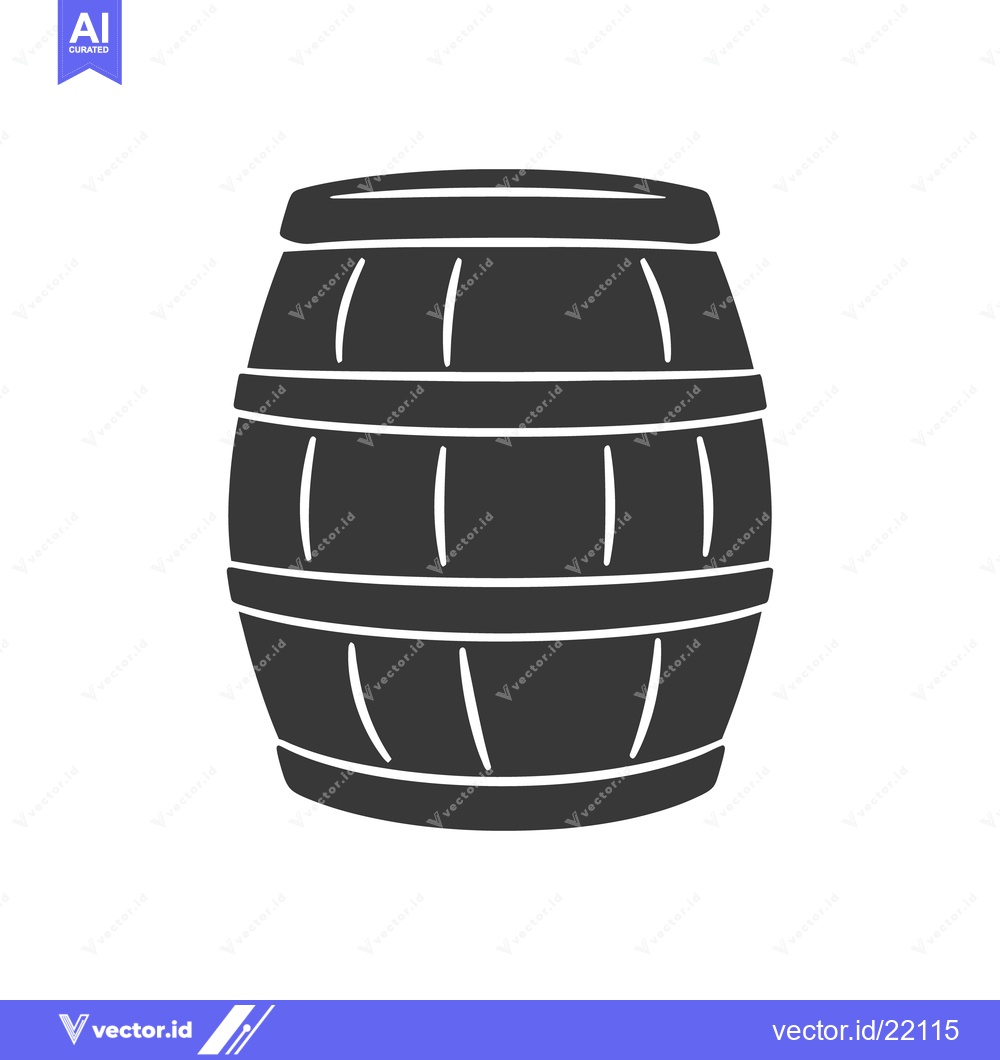 Premium Vector of A simple illustration showing a wooden barrel with white outlines