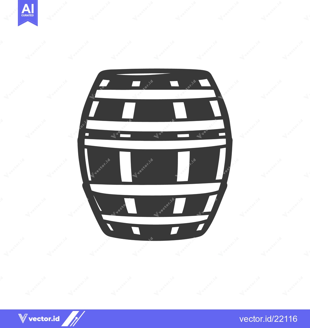 Premium Vector of A monochrome image depicting a detailed wooden barrel