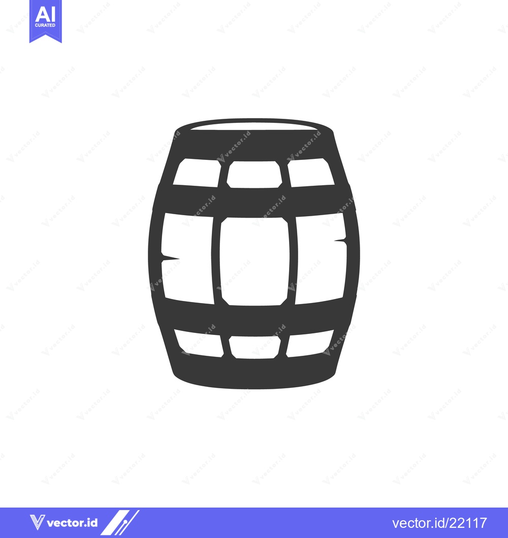 Premium Vector of An isolated image of a wooden barrel shown in gray tones
