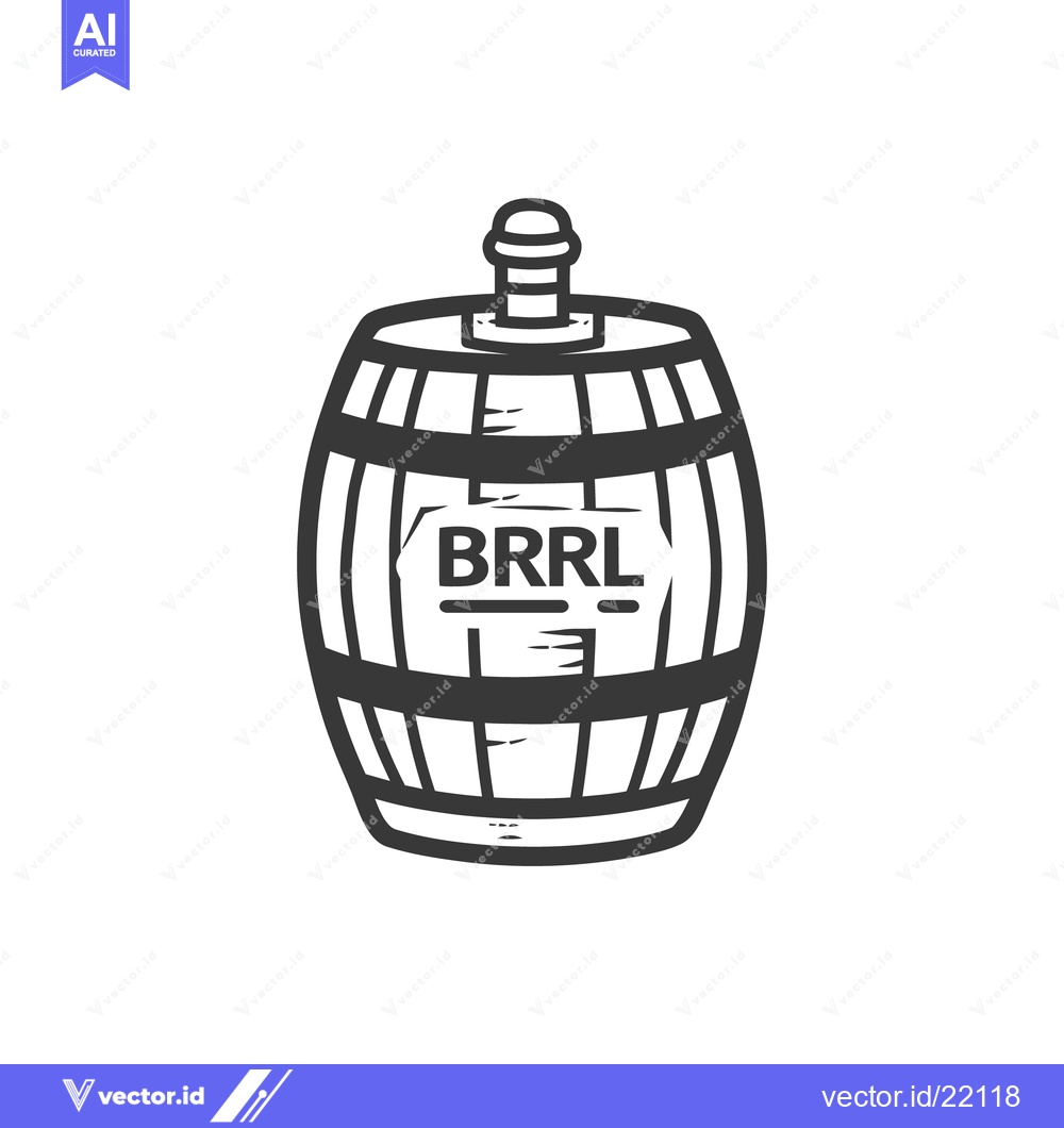 Premium Vector dari A stylized illustration shows an old wooden barrel on white background