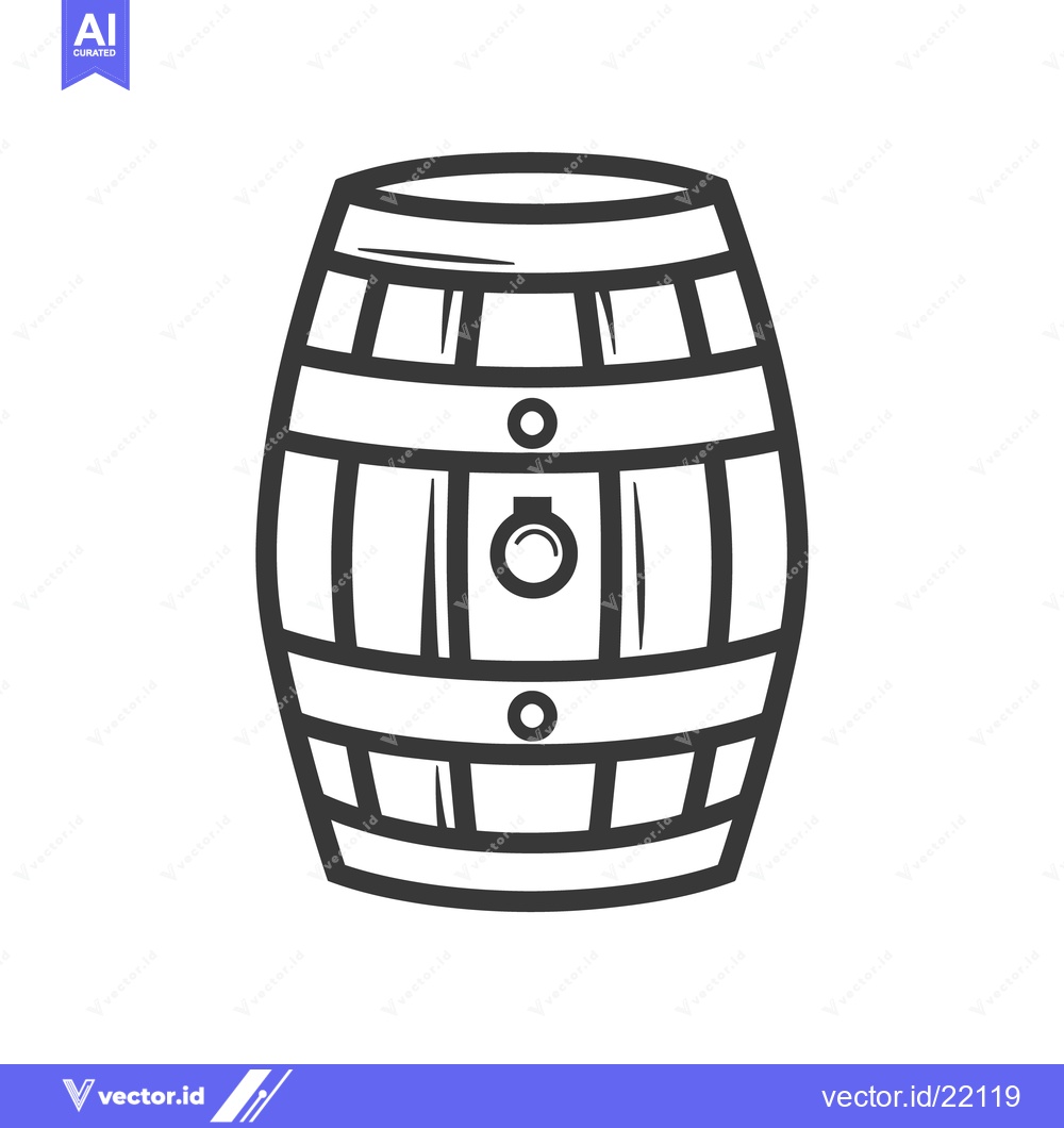 Premium Vector dari A simple barrel illustration with black lines and round details