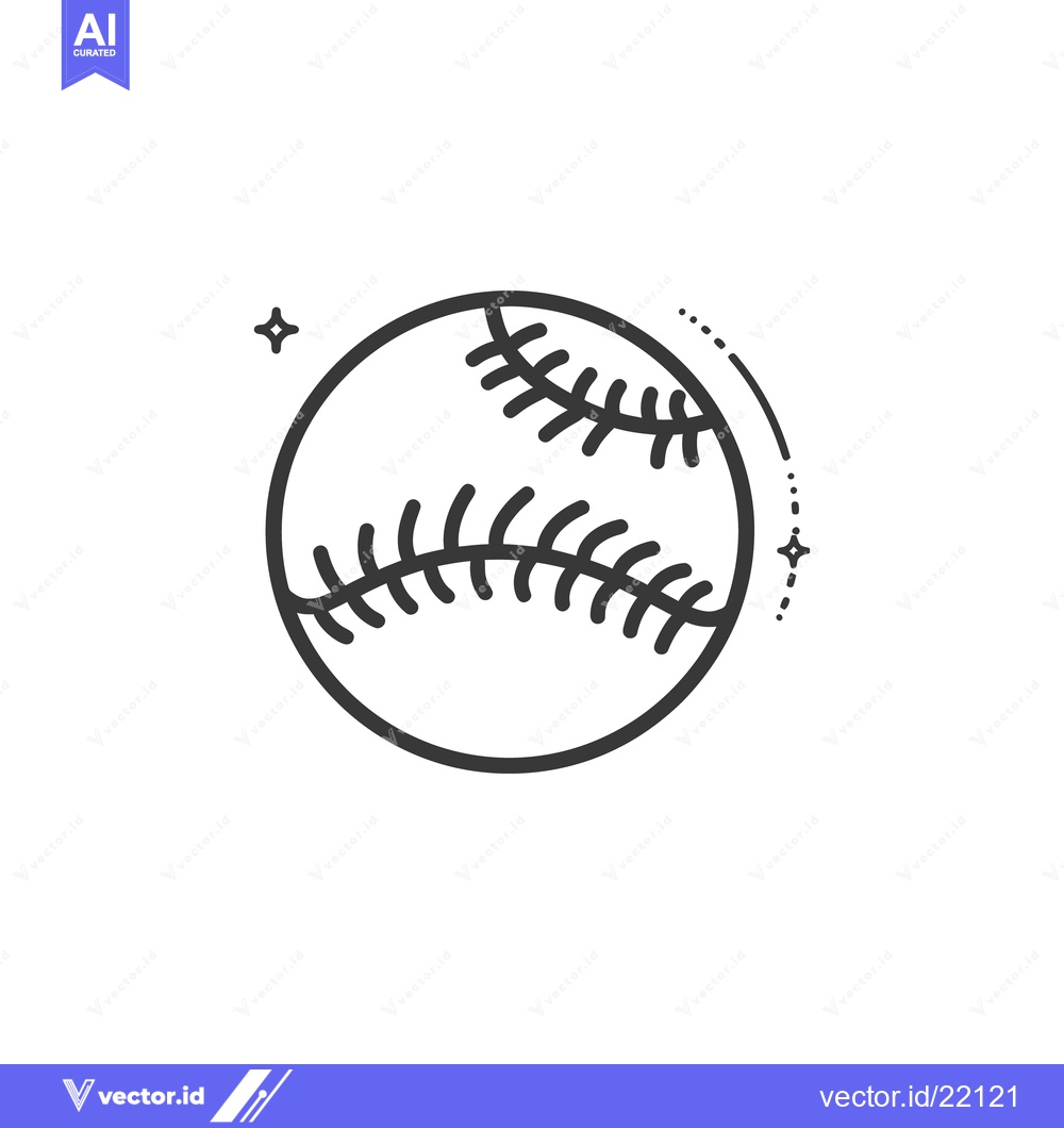 Premium Vector dari A black and white graphic outline of a baseball