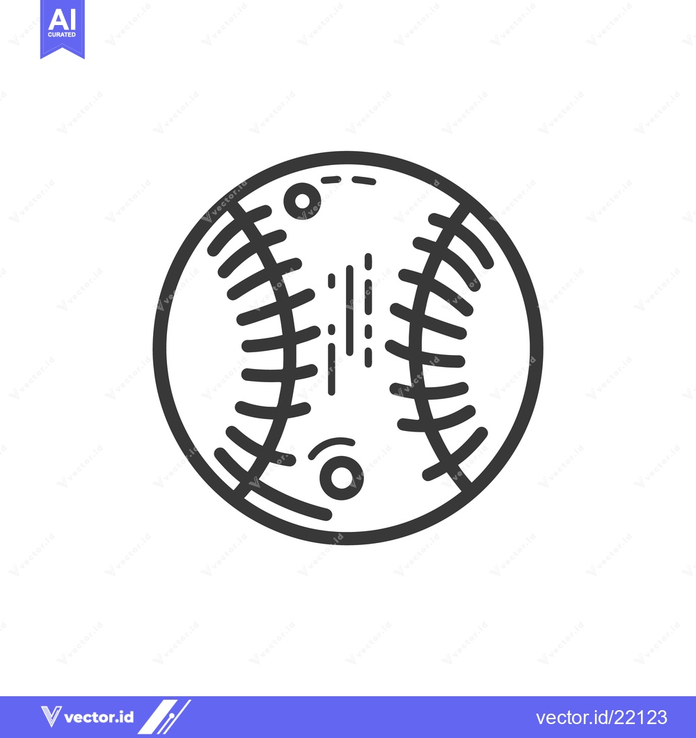 Premium Vector dari A detailed line drawing of a baseball with stitches displayed