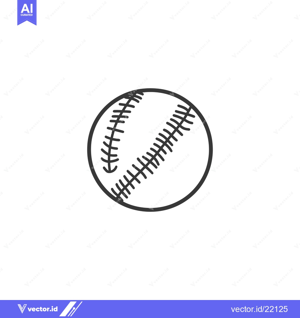Premium Vector dari A line drawing illustration of a baseball with stitched details